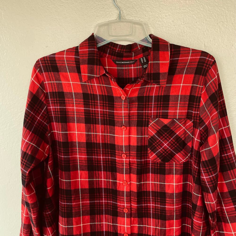 Isaac Mizrahi Size 1X Buffalo check buttondown shirt - Picture 3 of 8